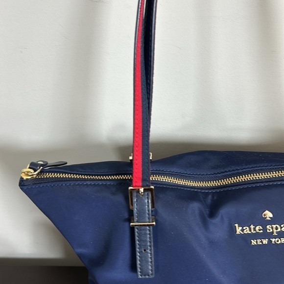 Kate Spade Watson Purse Lane Varsity Stripe Maya Bag Navy Blue AND Cosmetic Bag - Picture 4 of 16